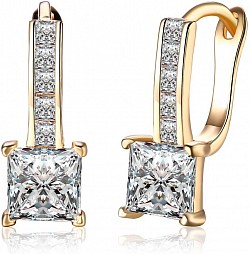 Princess cut diamond earrings set 18 k gold