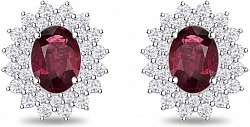 Blood red Ruby and diamond earrings set