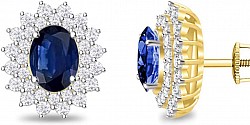 Blue sapphires and Diamonds earring set in 18 k yellow gold